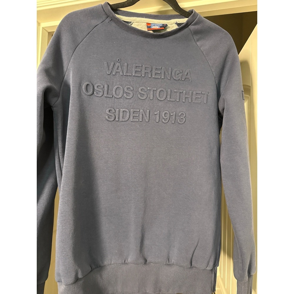 Valerenga IF Oslo Football Club Sweatshirt Blue Embossed Crewneck Mens Blokecore